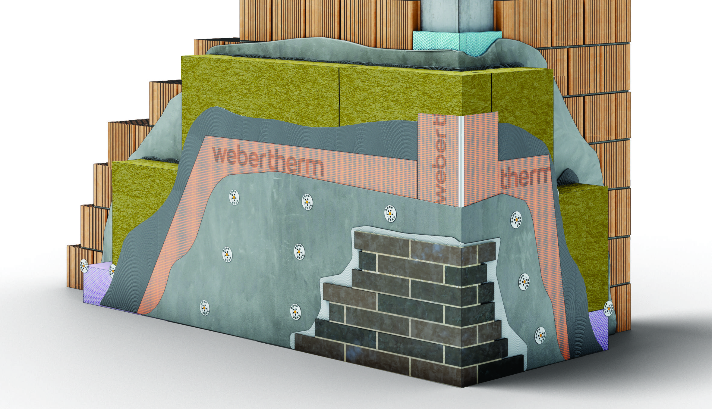 foto sistem termoizolare ETICS webertherm ceramic premium vata minerala bazaltica