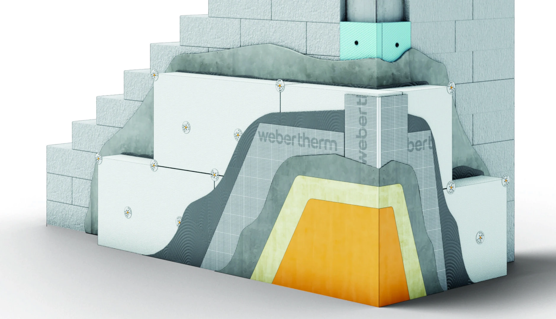 foto sistem termoizolare ETICS webertherm mineral polistiren expandat EPS