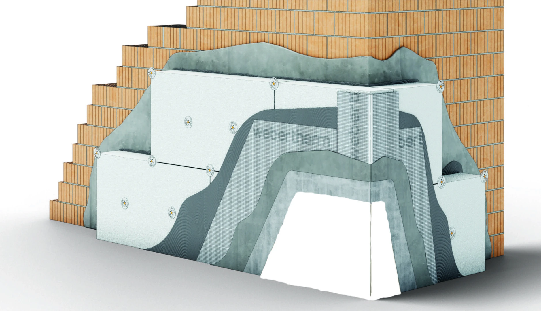 foto sistem termoizolare ETICS webertherm mineral polistiren expandat EPS - WHITE